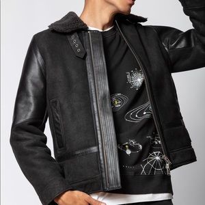 Lou Shearling Jacket, Gray, Size 42, New